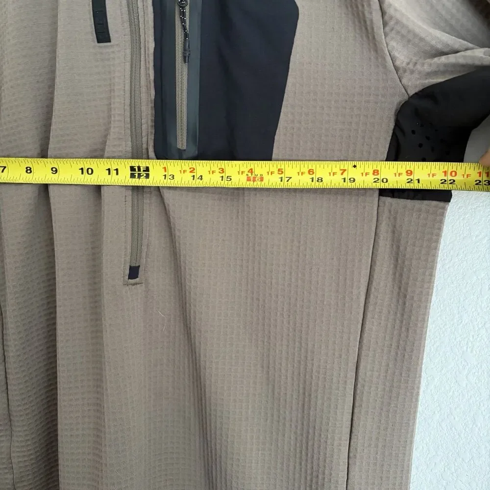 MTHD Meridian Grid Polartec Fleece Half Zip Pullover Sand Size XL